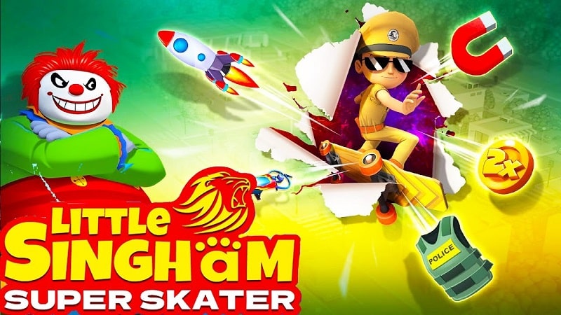 Download Little Singham Super Skater MOD APK  (Menu/Unlimited spins)