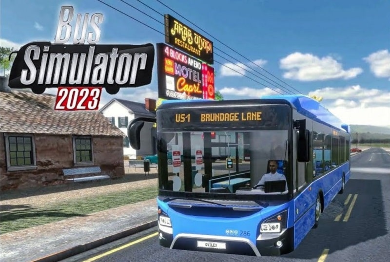 Imagem promocional do Bus Simulator 2023 destacando um ônibus moderno.