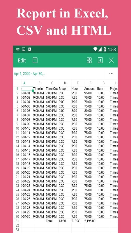 Timesheet Work Hours Tracker mod android free 