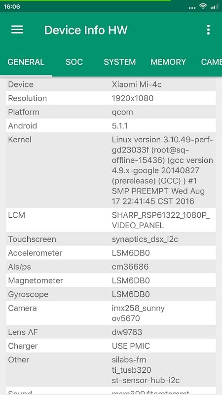 Device Info HW mod 