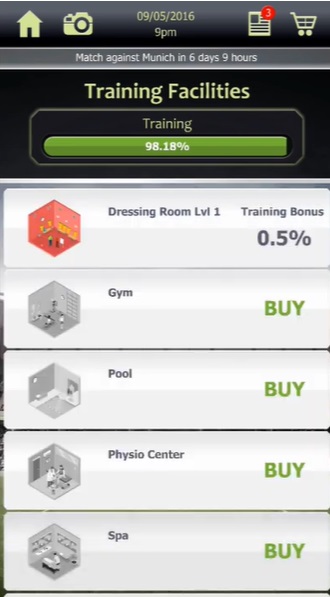 Items that players can renovate and upgrade in Football Tycoon MOD APK