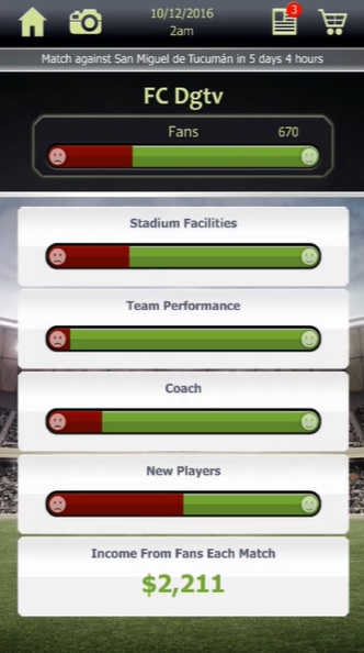 Rate your fans' matches on your facilities in Football Tycoon MOD APK