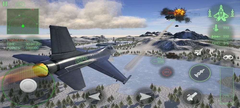 Bắn hạ kẻ thù từ trên cao trong Fighter Jet Combat: Warzone MOD APK