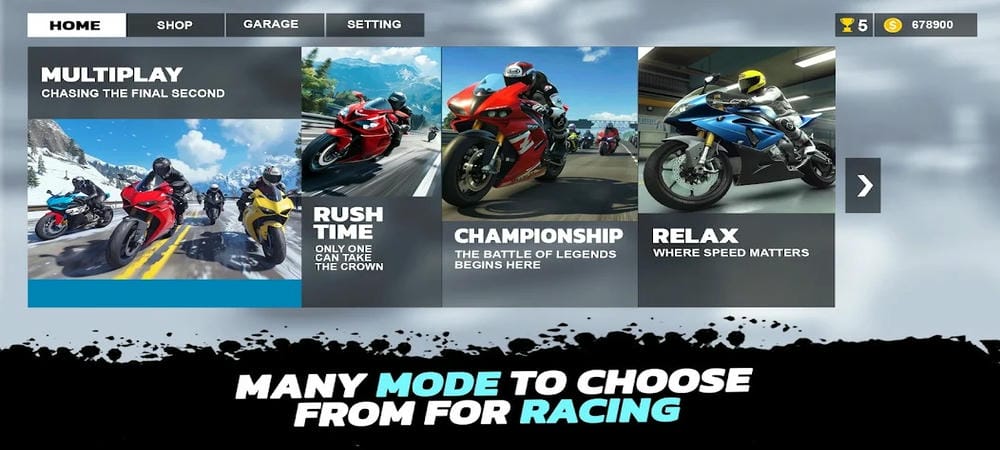 Có nhiều cuộc đua nổi bật để người chơi chinh phục trong Go Speed Moto Rider MOD APK 2