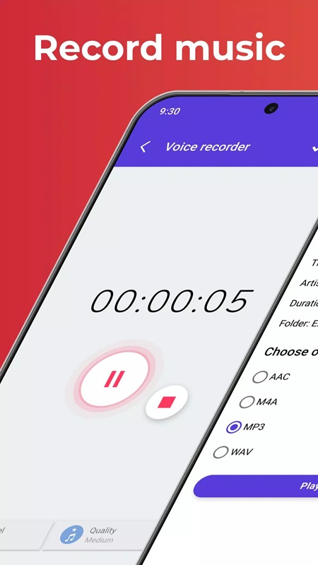 Sử dụng máy thu âm để lưu lại những âm thanh yêu thích trong Music Editor Ringtone & MP3 MOD APK