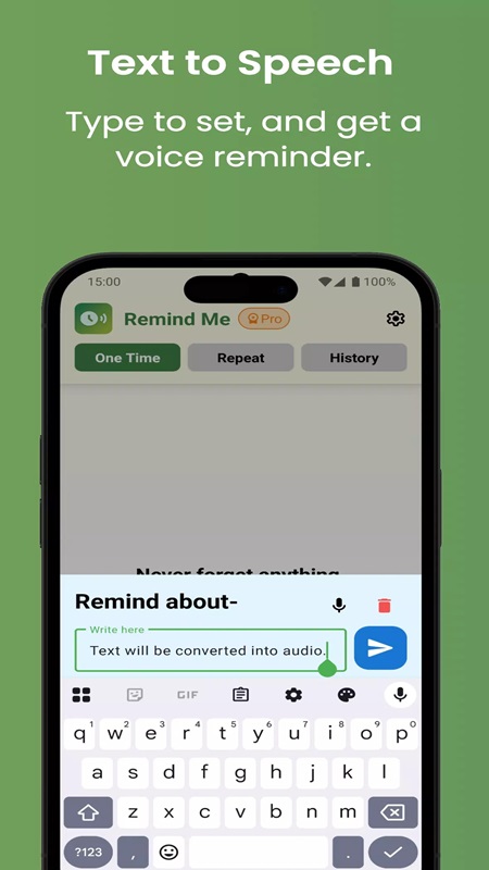 Chuyển đổi lời nhắc nhở là văn bản thành giọng nói dễ dàng trong Remind Me MOD APK