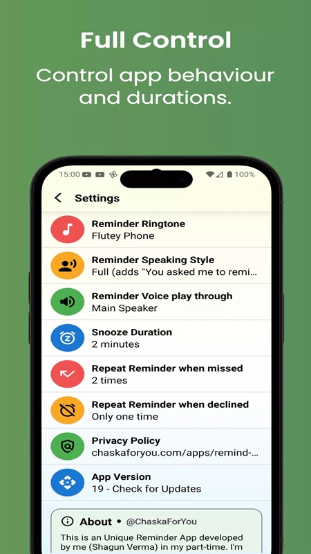Tùy chỉnh khoảng thời gian lặp lại các lời nhắc sao cho phù hợp trong Remind Me MOD APK