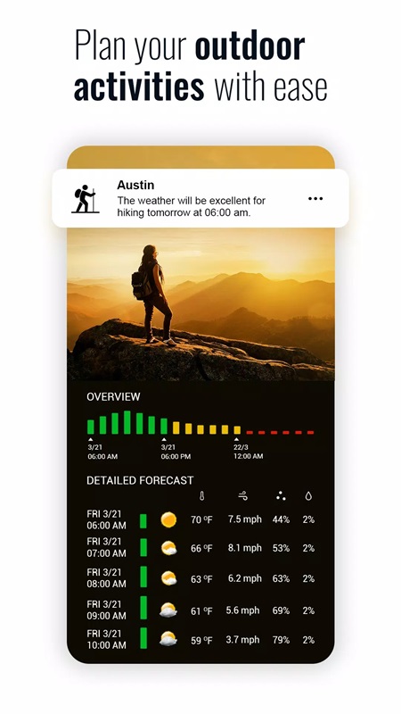 Lập kế hoạch cho các hoạt động ngoài trời trong Sense Flip Clock & Weather MOD APK