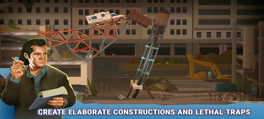 Create traps to confront dangerous zombies in Bridge Constructor TWD MOD APK