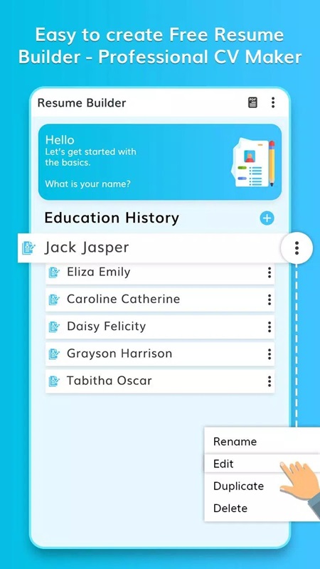 Quản lý nhiều CV khác nhau trong CV: Professional Resume Maker MOD APK