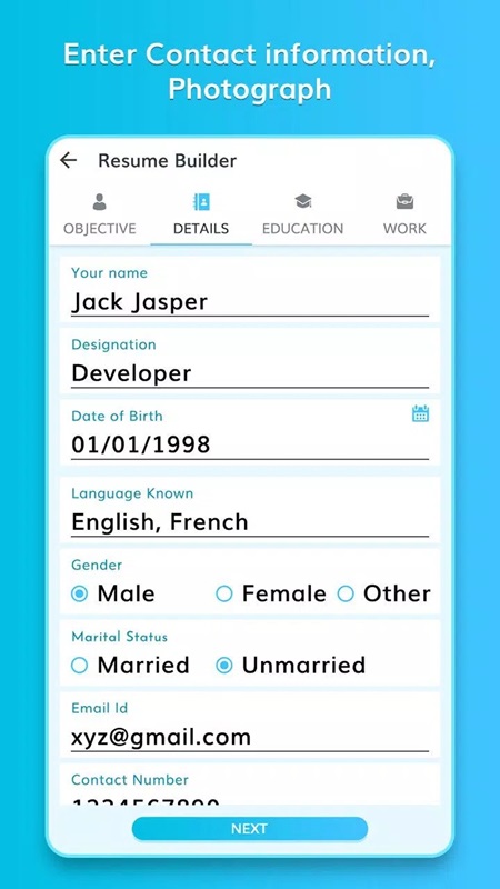 Tùy chỉnh lại một số thông tin cá nhân trong CV: Professional Resume Maker MOD APK