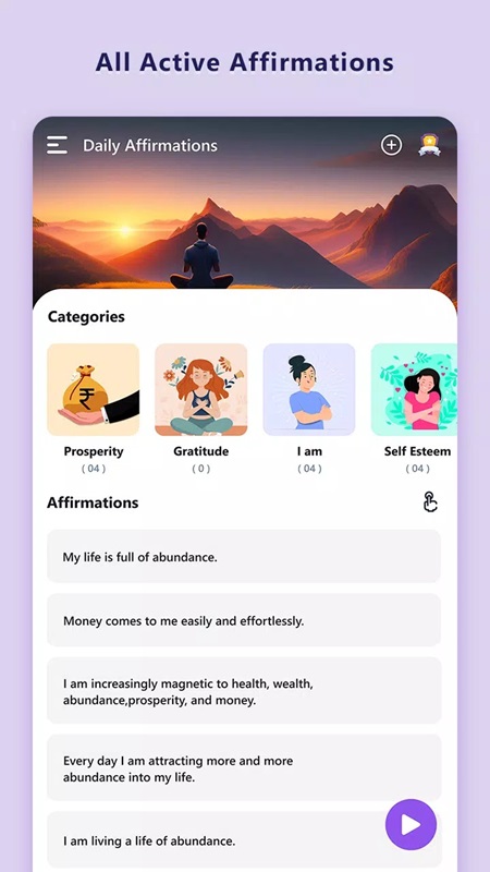 Rất nhiều lời khẳng định tích cực mà bạn nên tham khảo trong Positivity MOD APK