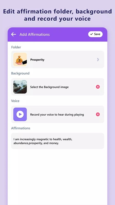 Tự do tạo và tùy chỉnh các khẳng định theo nhu cầu cá nhân trong Positivity MOD APK