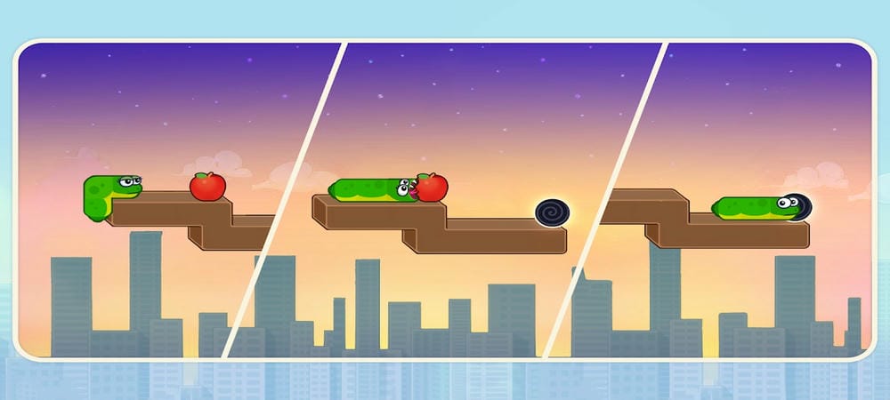 Kết hợp với việc ăn táo để tăng chiều dài trong Snake Puzzle MOD APK