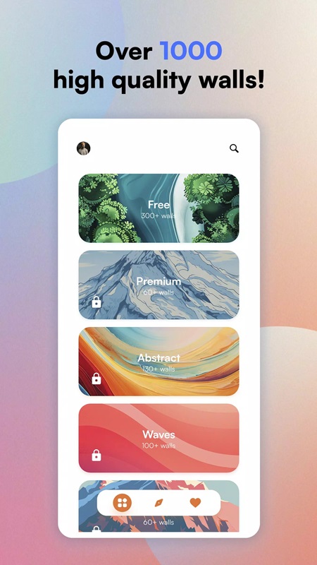 Hơn 1000 bộ sưu tập khác nhau cho bạn lựa chọn trong Lumina Wallpapers MOD APK