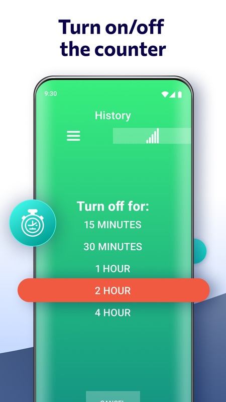 Tùy chọn thời gian hẹn giờ tạm nghỉ phù hợp trong Step Tracker MOD APK