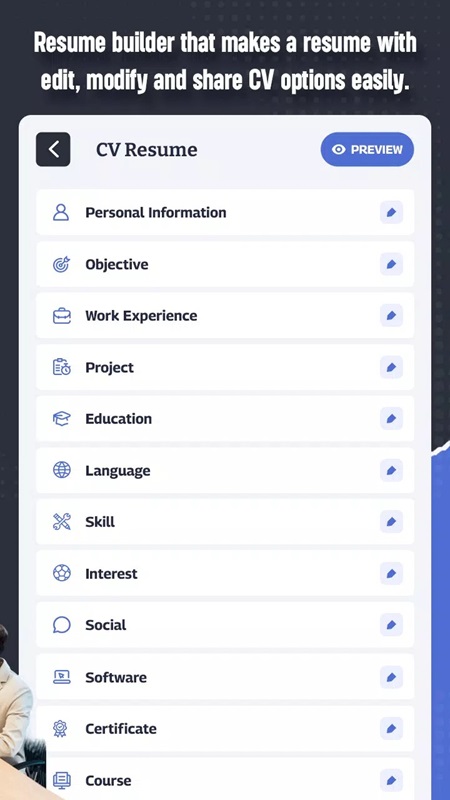 Customize the content displayed on your CV as you wish in MyCV MOD APK