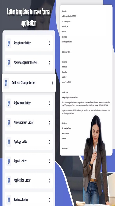 Job application template options are available in MyCV MOD APK