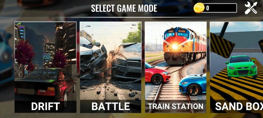 Chế độ chơi đa dạng trong Car Crash Premium offline MOD APK 
