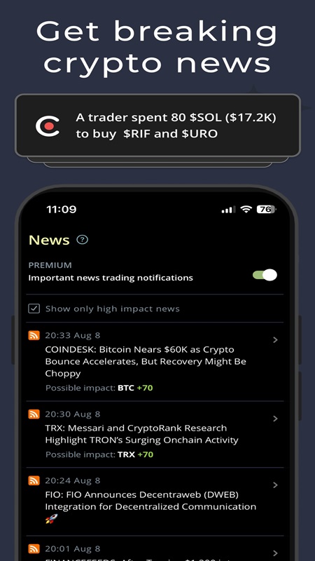 Cung cấp những tin tức mới nhất về thị trường giá tiền điện tử trong Coin Push MOD APK
