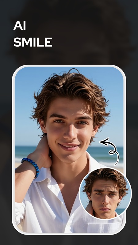 Transform your smile with AI technology in Future Self Face Aging Changer MOD APK