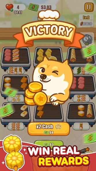 Nhận về phần thưởng giá trị khi chiến thắng trong Kebab Match Tycoon MOD APK 