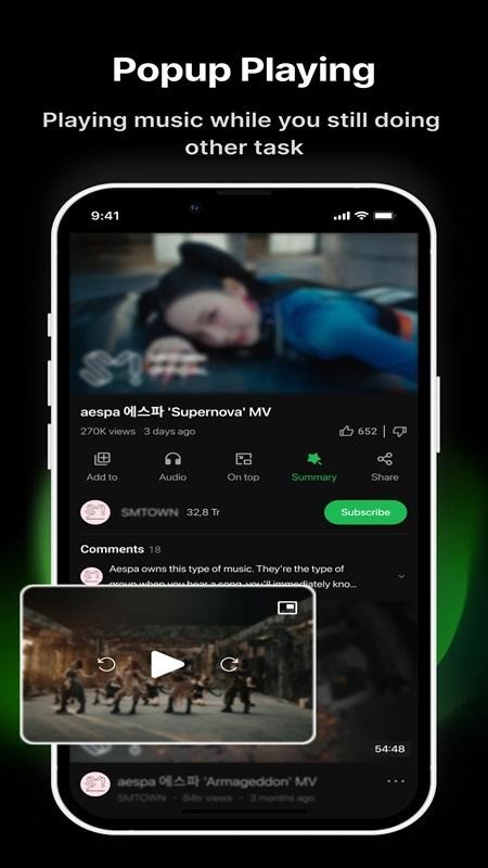 Phát video ở chế độ cửa sổ nổi trong Premium Tuber MOD APK