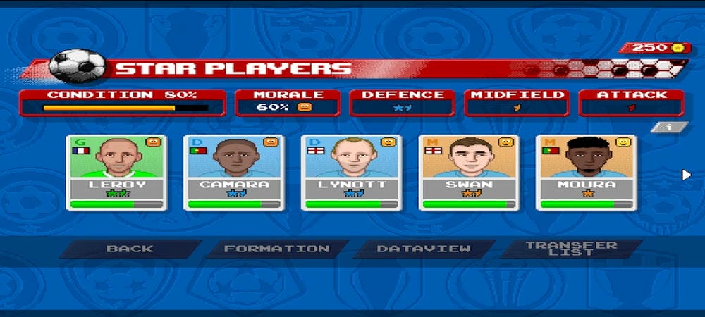 Tuyển chọn các cầu thủ tài năng trong Retro Goal MOD APK