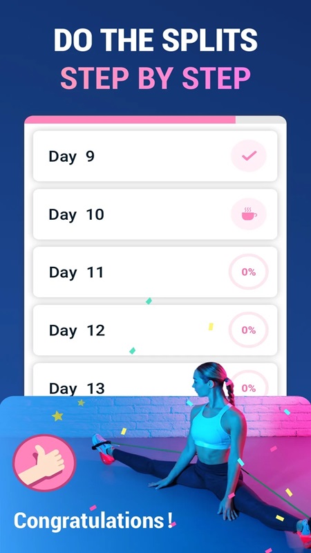 Tùy chọn các bài tập luyện phù hợp trong Splits Training in 30 Days MOD APK