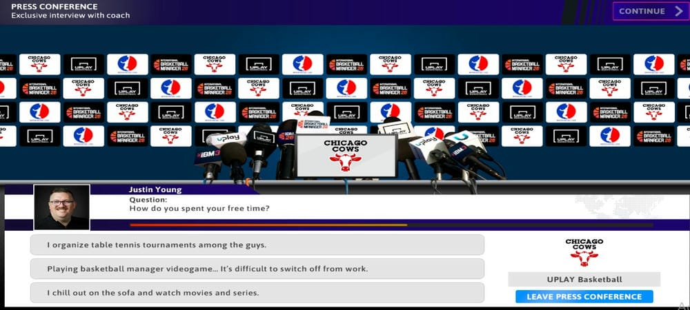 Tham gia các buổi phỏng vấn sau trận đấu trong iBasketball Manager 26 MOD APK