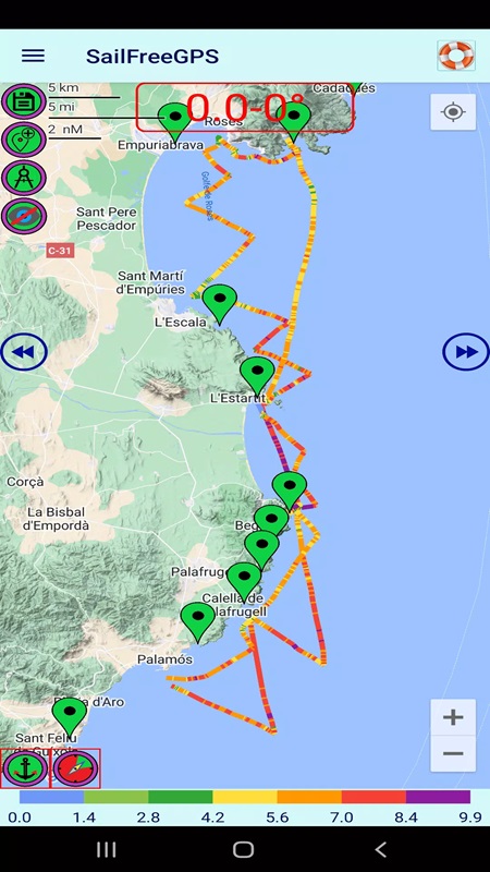 Theo dõi quá trình di chuyển của phương tiện thông qua bản đồ trong SailFreeGPS MOD APK