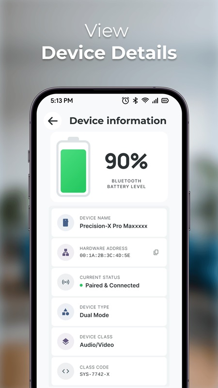 Monitor battery percentage and other details in Bluetooth Device Find & Locate MOD APK