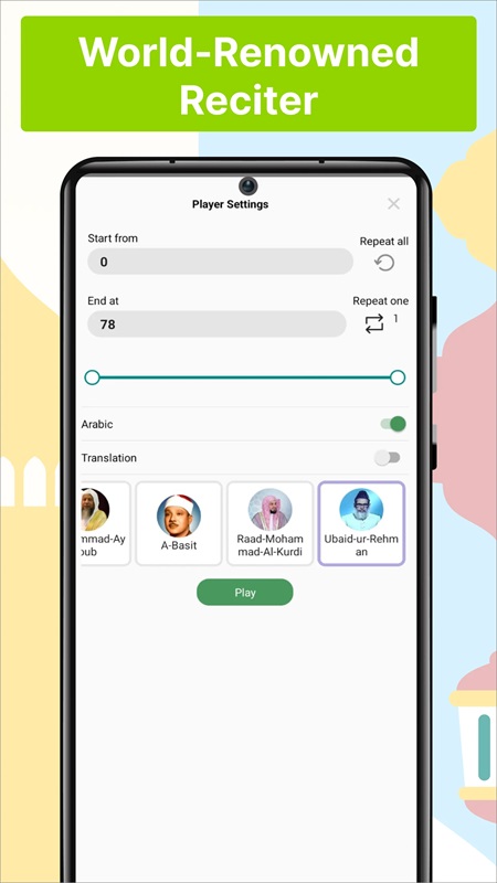 Phát nội dung chương Kinh với nhiều ngôn ngữ khác nhau trong Islam360 MOD APK
