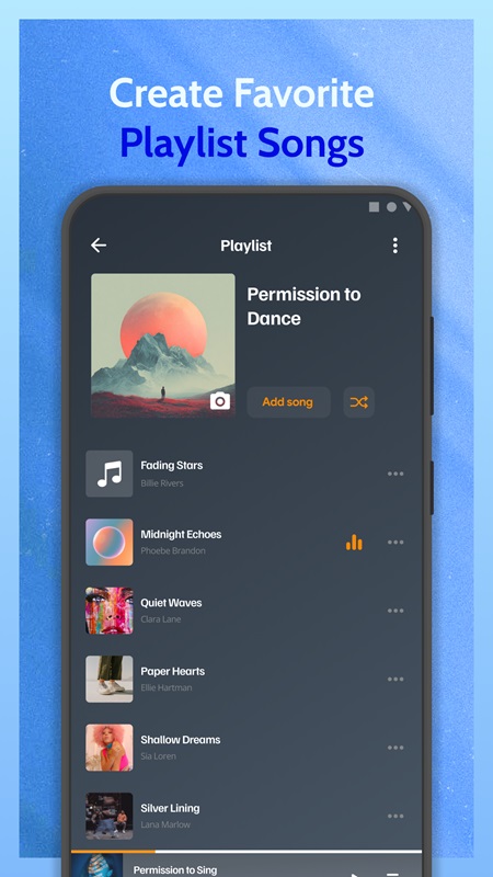 Thêm và tùy chỉnh danh sách phát nhạc theo mong muốn trong Muzee MOD APK