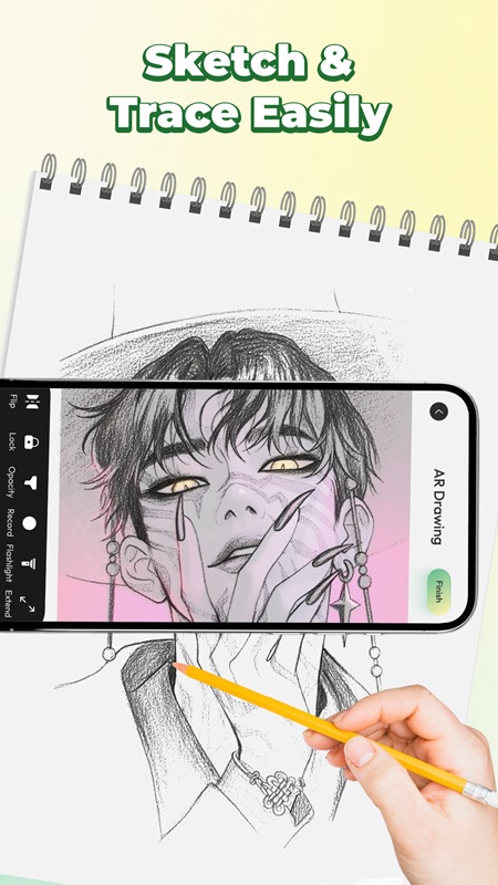 Customize the opacity and display orientation of your artwork in AR Drawing MOD APK
