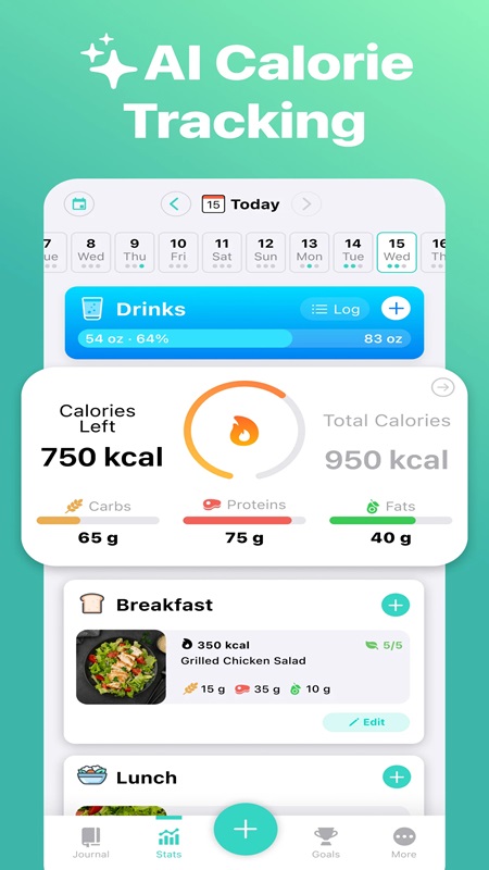 Nắm bắt được các chỉ số calo mỗi ngày trong Nutrilio MOD APK