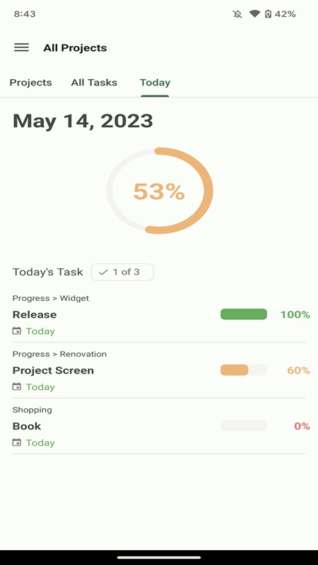 Theo dõi danh sách các nhiệm vụ cần thực hiện mỗi ngày trong Progress MOD APK